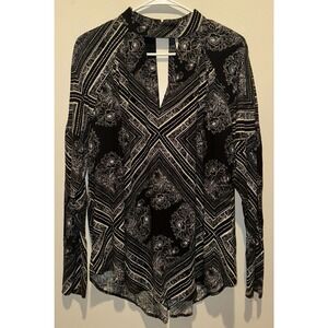 Free People Walking on a Dream Black Geometric‎ Boho Cutout Tunic Size XS